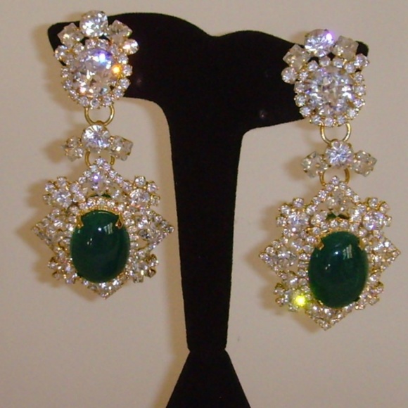 Gold-Tone and Rhinestone Chandelier Earrings